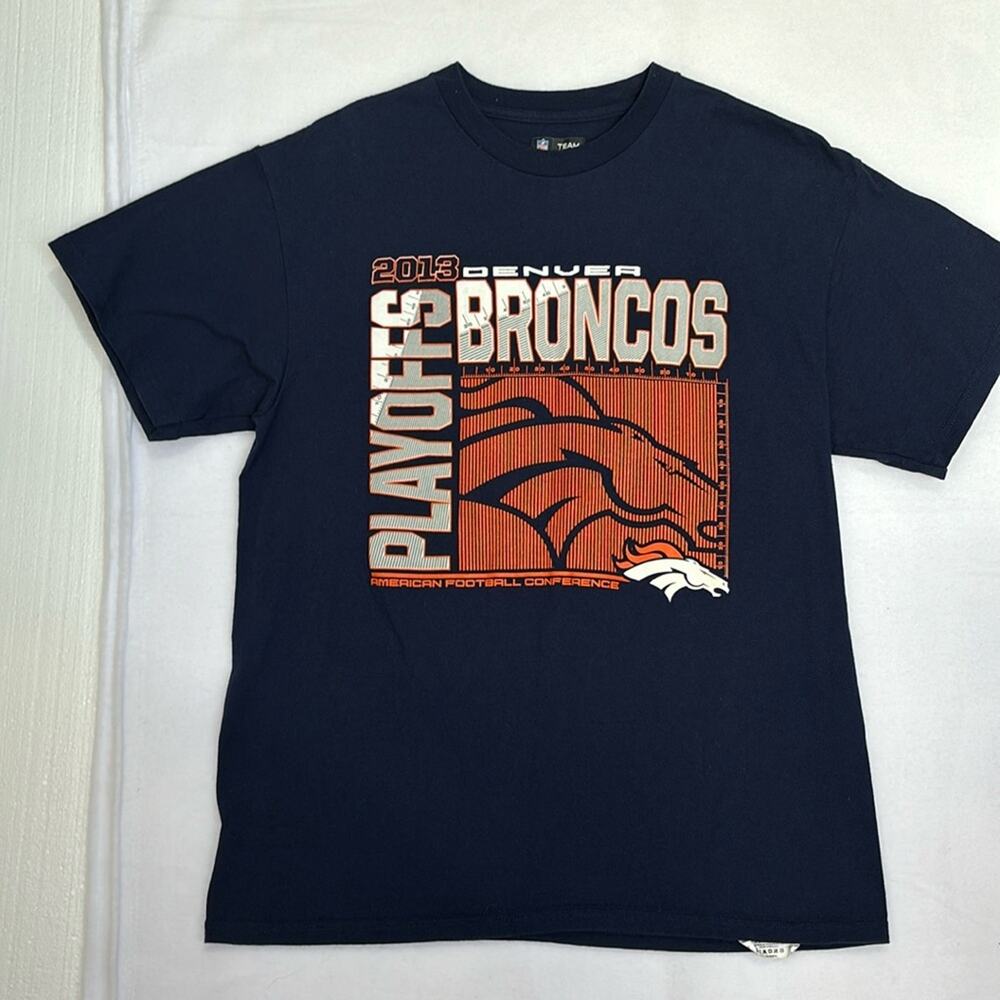 Broncos 2013 Playoffs Tee Shirt in Navy Size Large